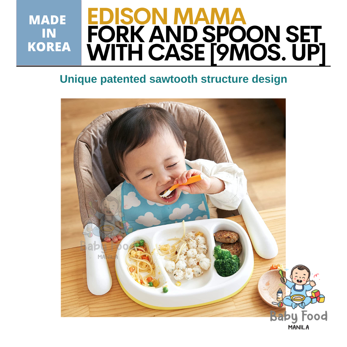 EDISON MAMA Spoon & Fork set with travel case (Mango & Peach) –  babyfoodmanila