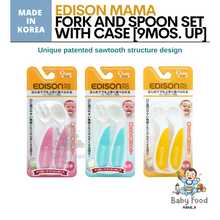 Load image into Gallery viewer, EDISON MAMA Spoon &amp; Fork set with case [9 mos. and up]
