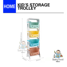 Load image into Gallery viewer, Kid&#39;s Storage trolley (4-tier)

